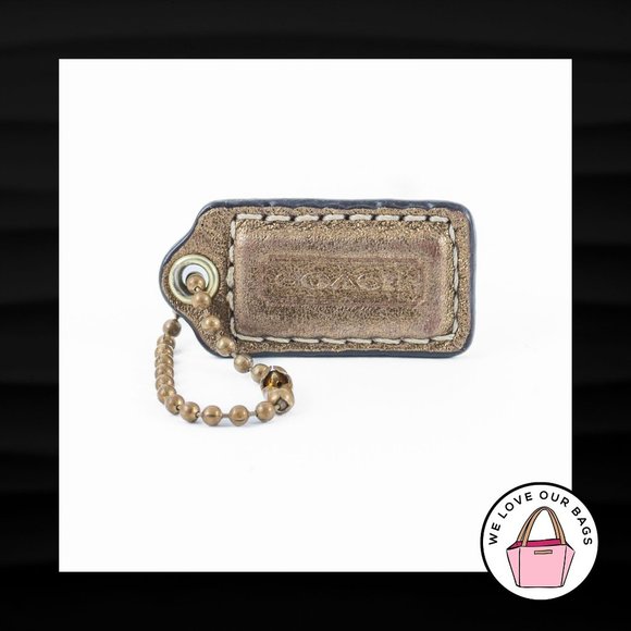 1.5" Small COACH GOLD LEATHER BRASS FOB CHARM KEYCHAIN HANG TAG WRISTLET - Picture 1 of 1